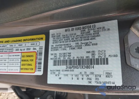 2014 Ford Fusion Se z USA, uszkodzony, nr VIN 3FA6P0HD7ER248014